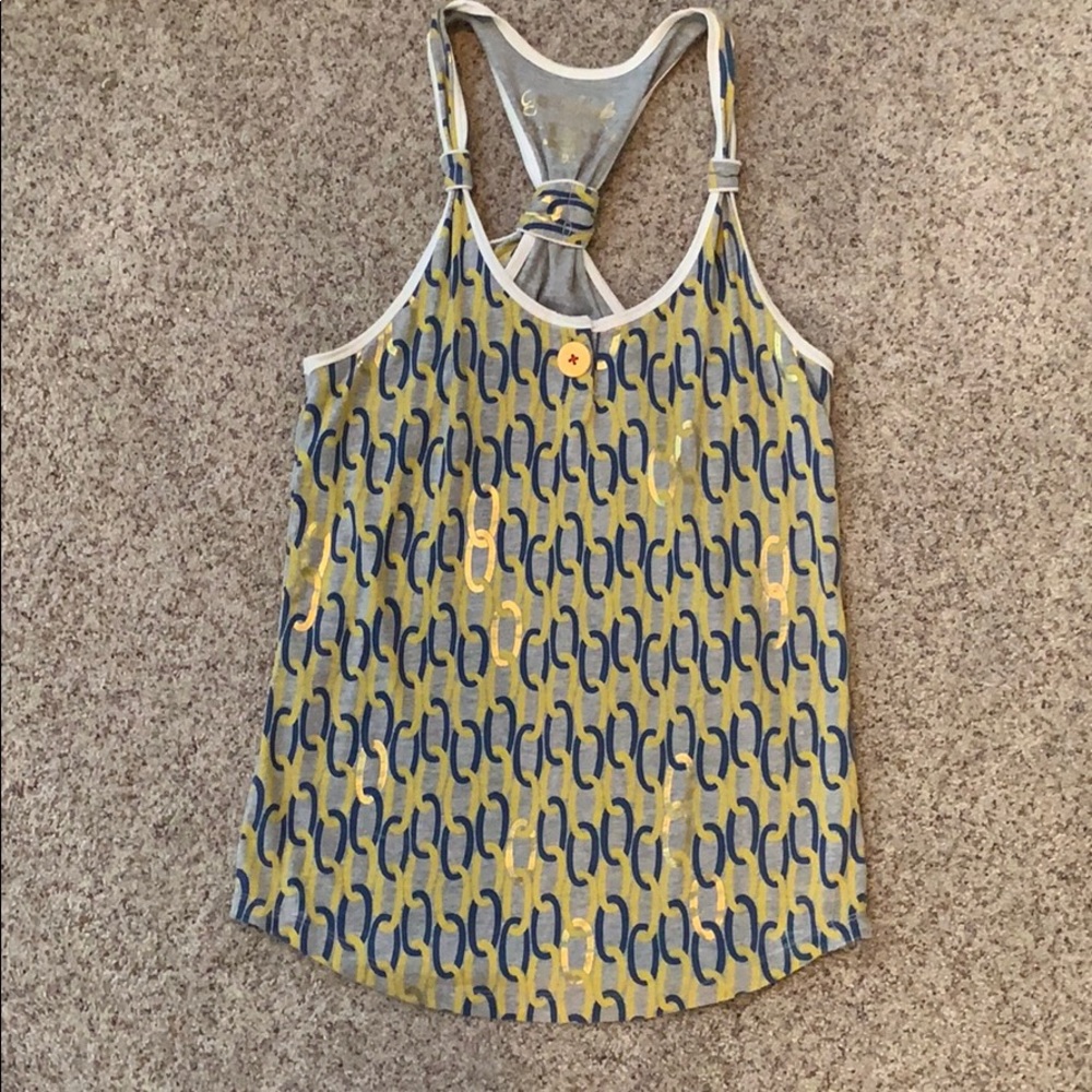 Scrapbook Yellow/ Gold & Blue Chain Tank Size M